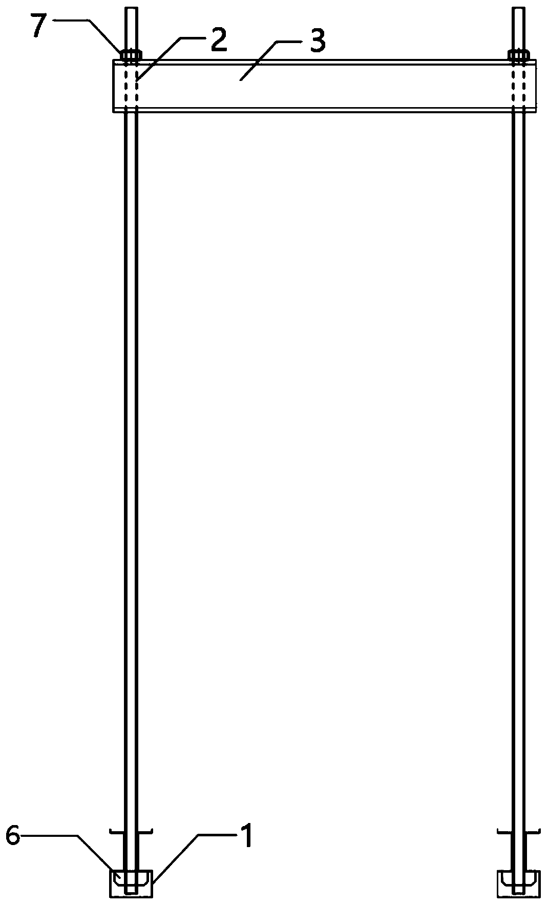 Vertical loading device for duct pieces of different sizes in counter-force well and test method