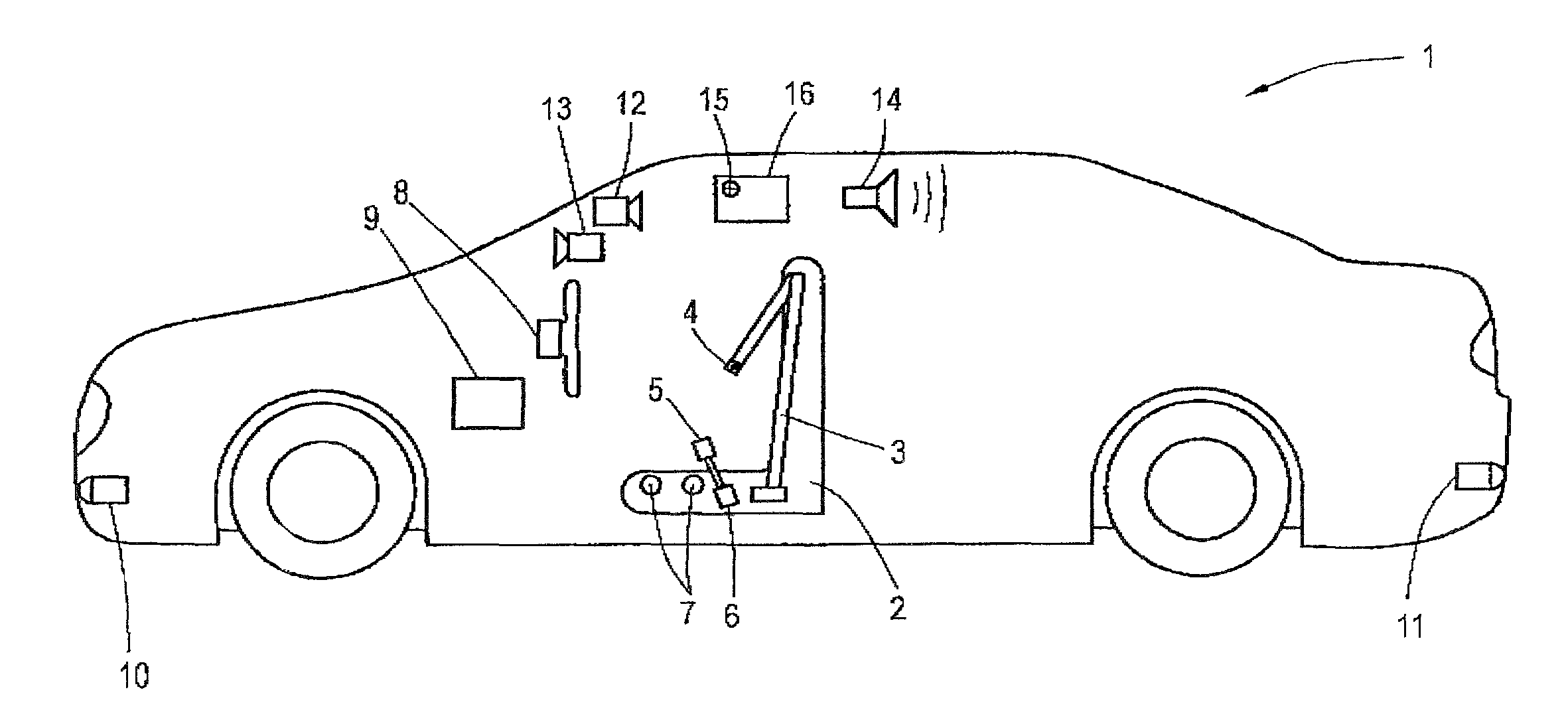 Motor vehicle with several active or passive safety devices