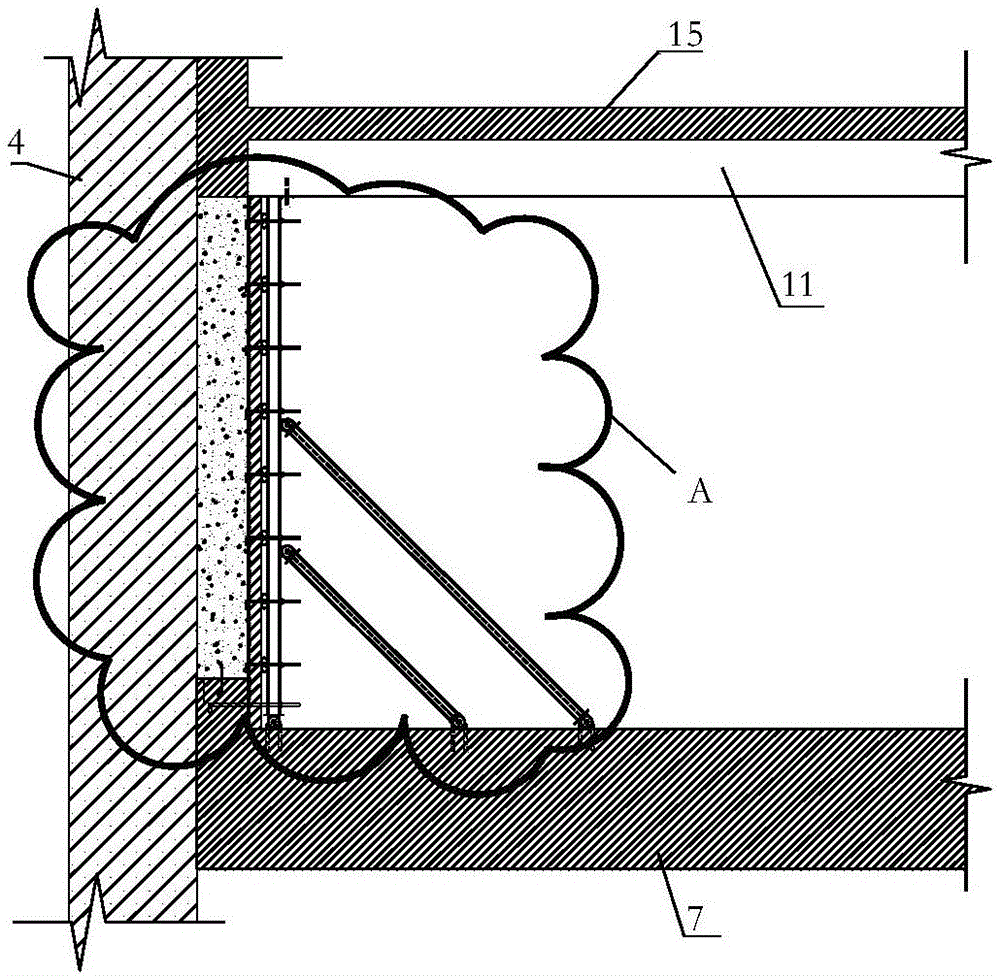 Basement exterior wall single-side formwork supporting system and method