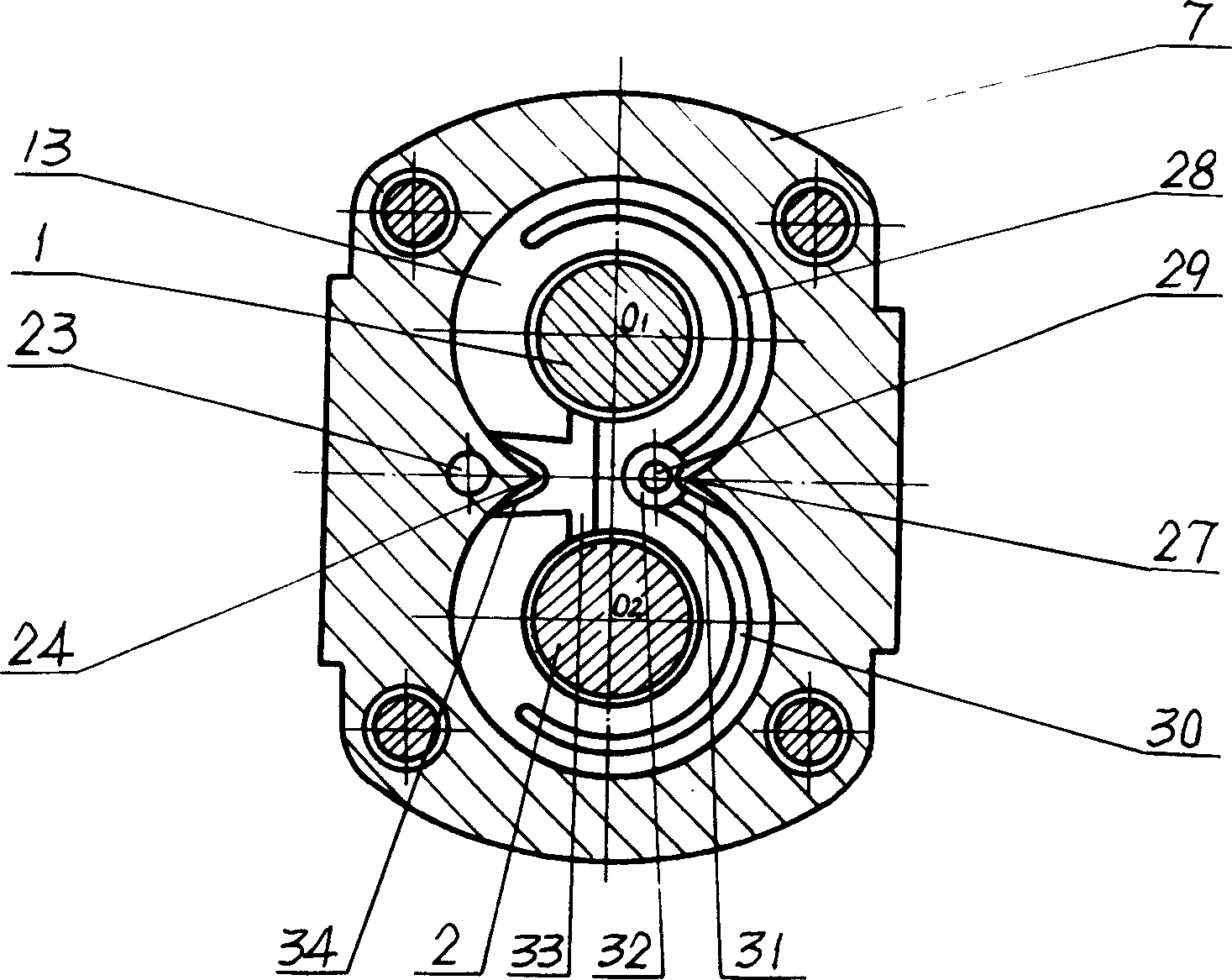 Axial housing type gear pump mounted with rolling bearing and gear motor