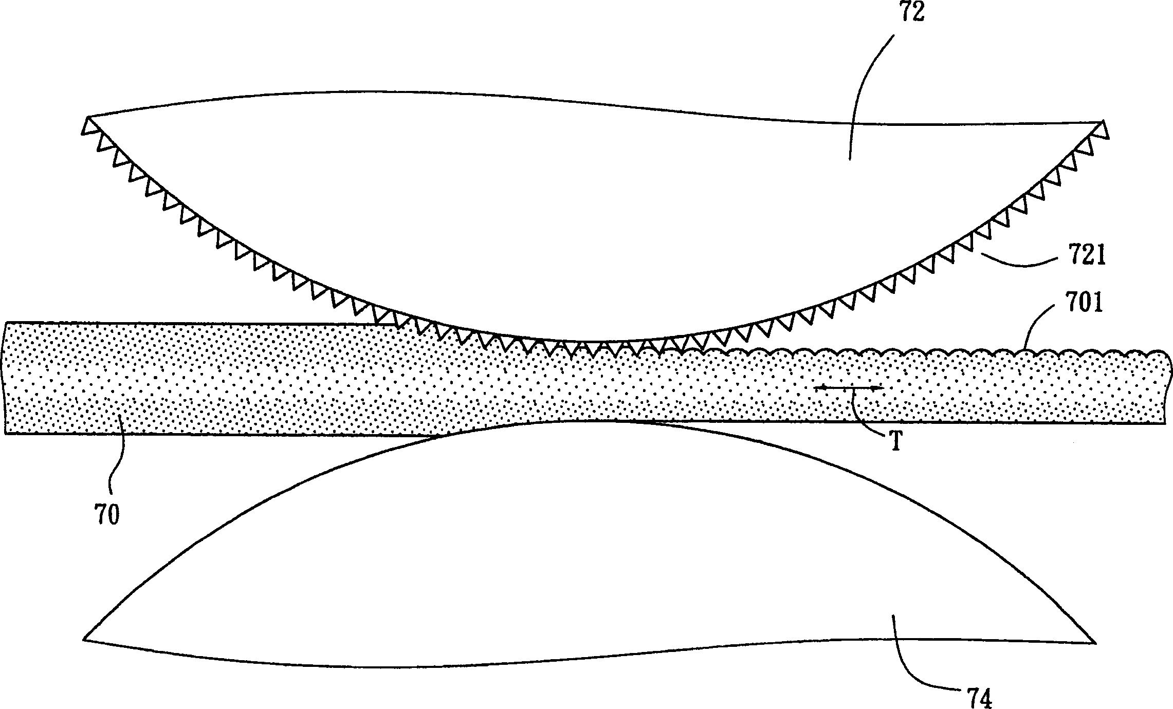 Device and method for manufacturing panel with embossing on surface