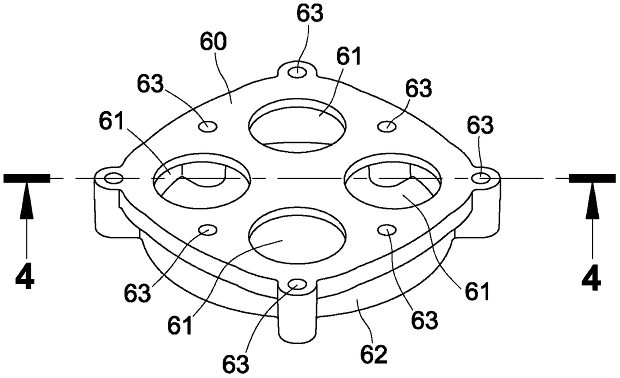 Shock-absorbing structure of four-pressure chamber diaphragm pump