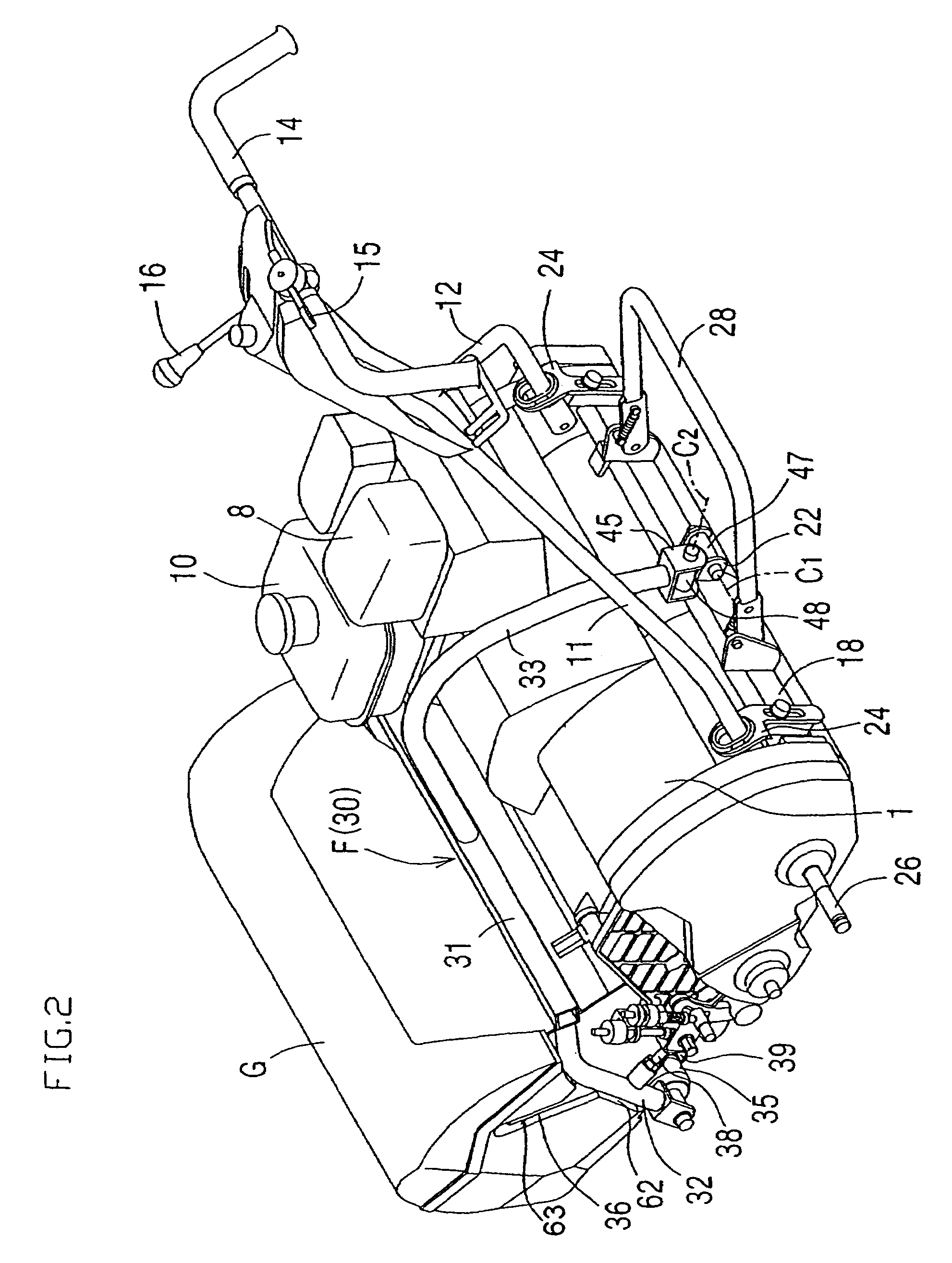 Walk-type lawn mower and catcher frame apparatus