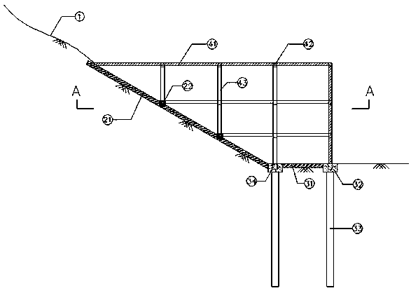 Slope and building unified design method utilizing building structure for soil retaining