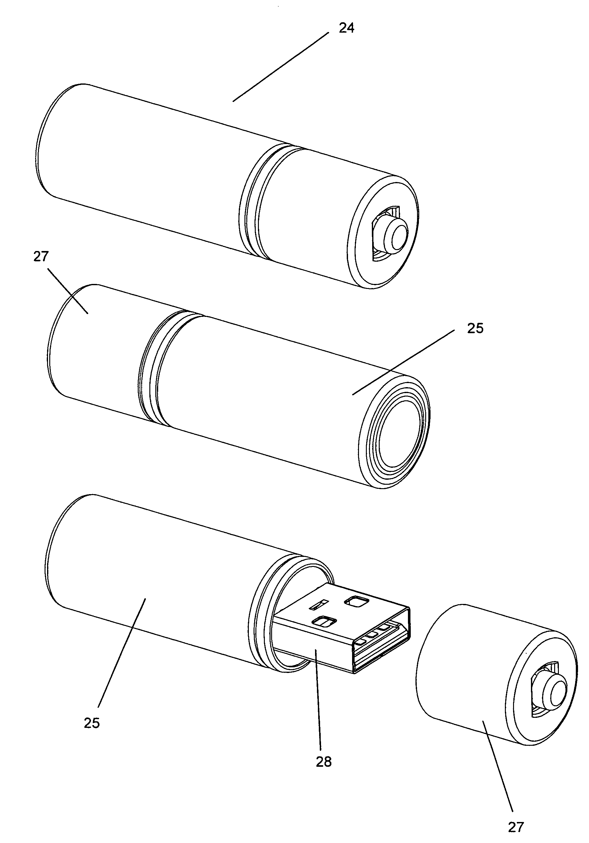 Rechargeable battery assembly having a data and power connector plug