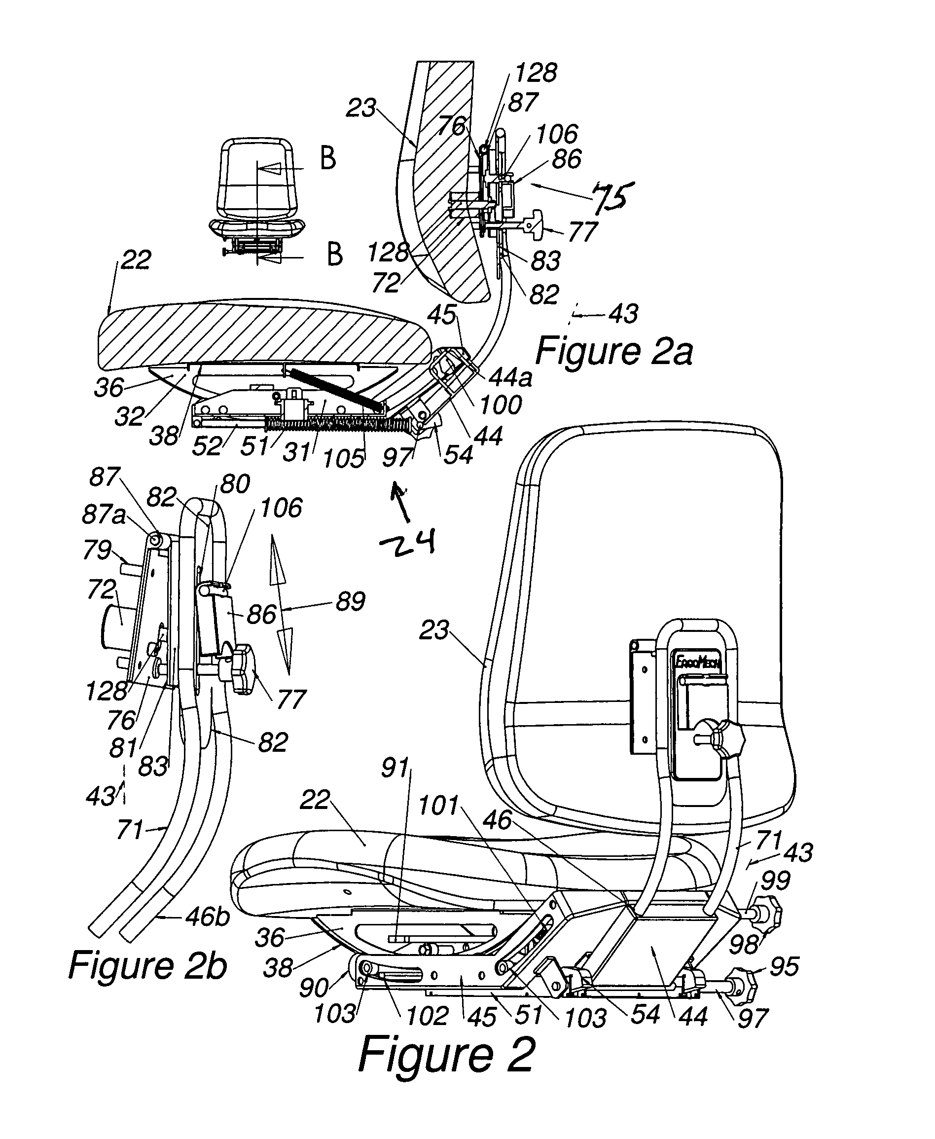 Dynamically balanced seat assembly having independently and arcuately movable backrest and method