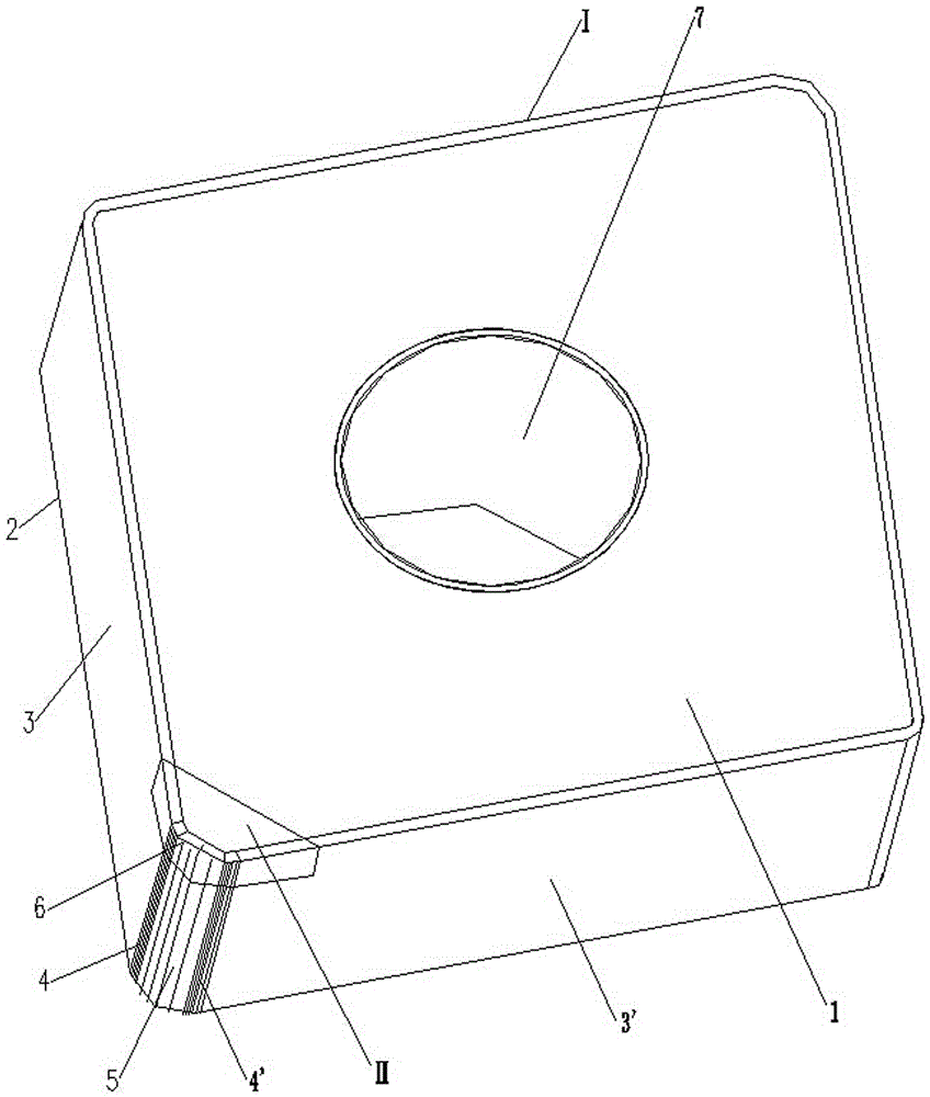 Turning blade variable in chamfered edge width and angle