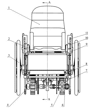 Mechanical self-powered wheelchair for walking up and down stairs