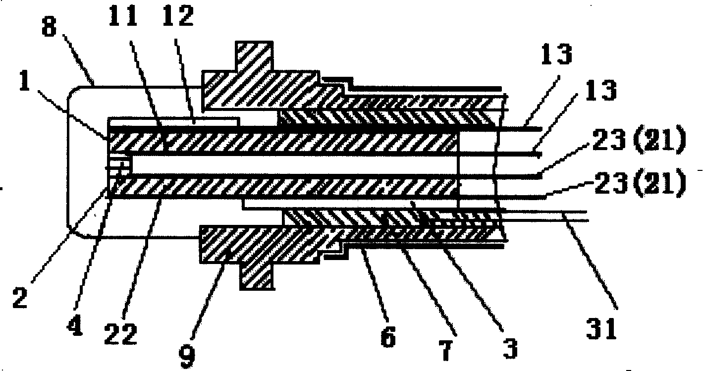 Chip and two-way series sheet type oxygen sensor including such chip