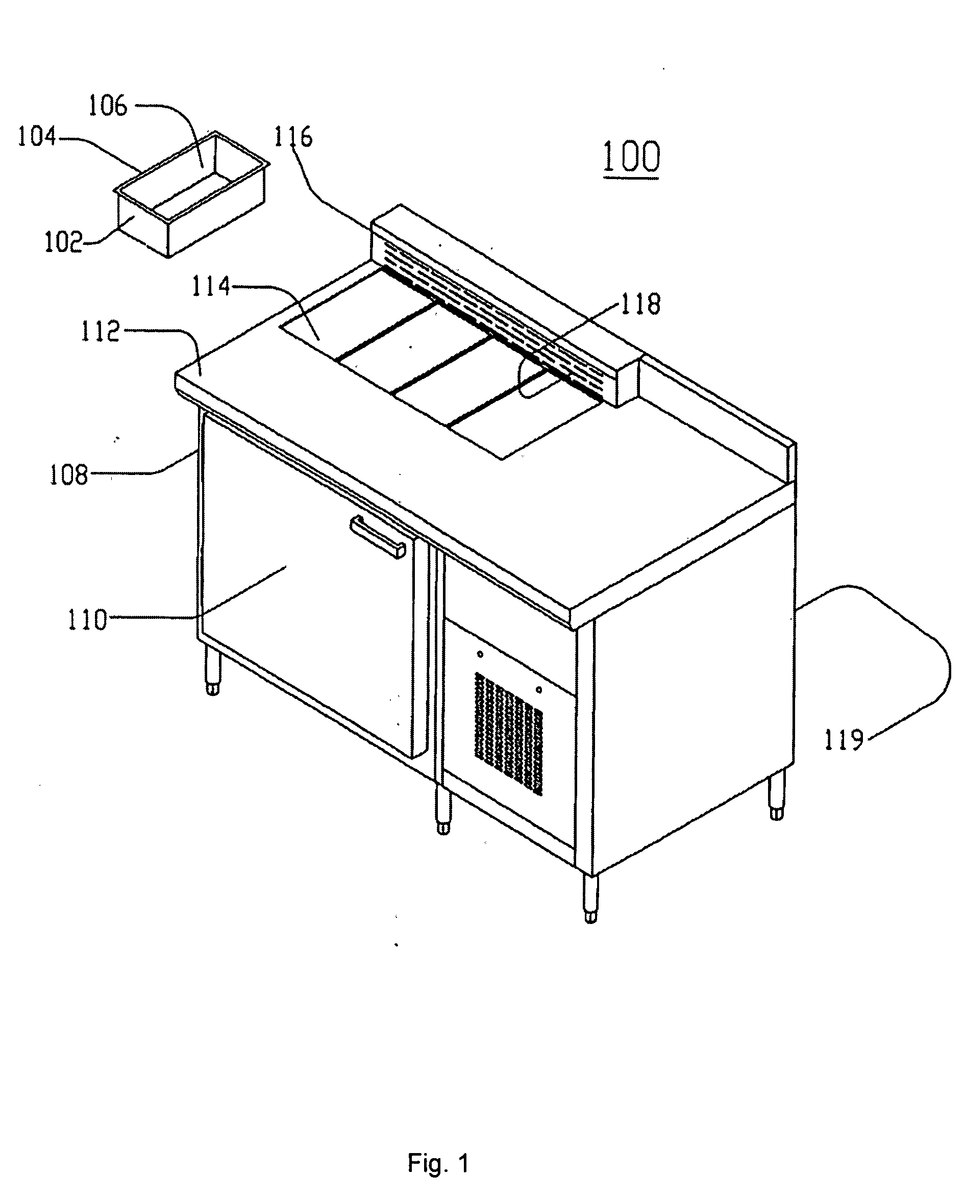 Air blanketed food preparation table