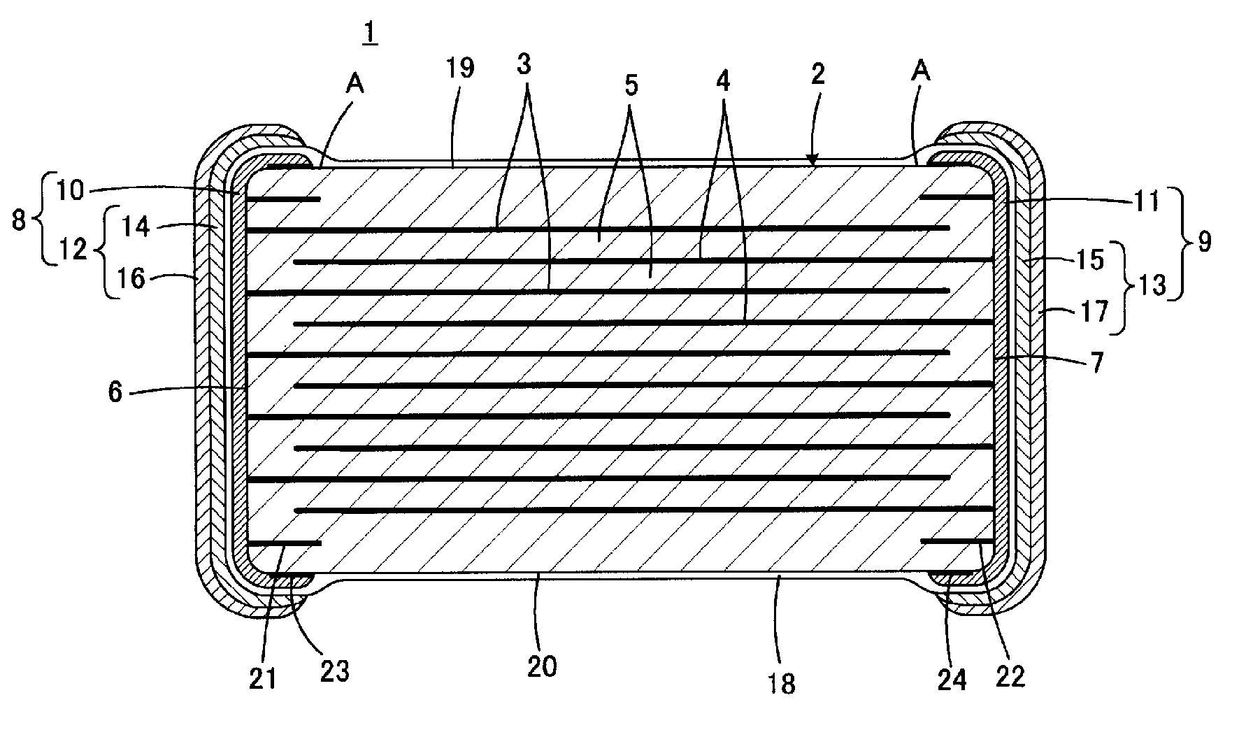 Laminated electronic component and manufacturing method therefor