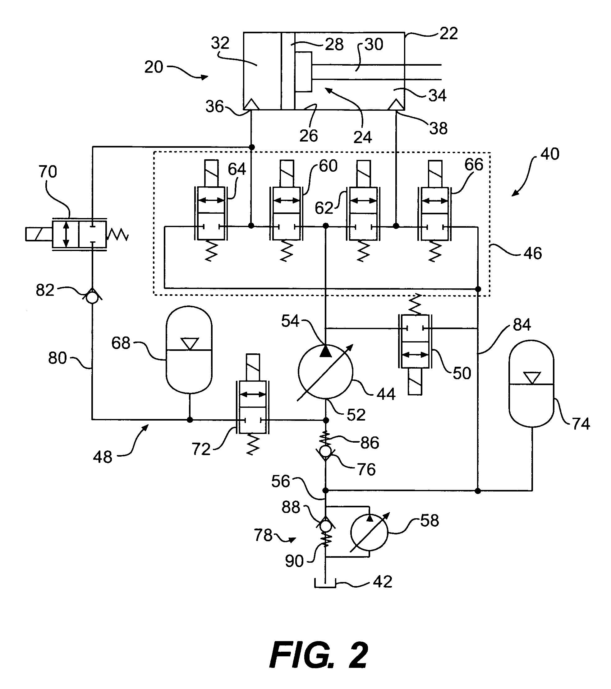 Hydraulic system for recovering potential energy