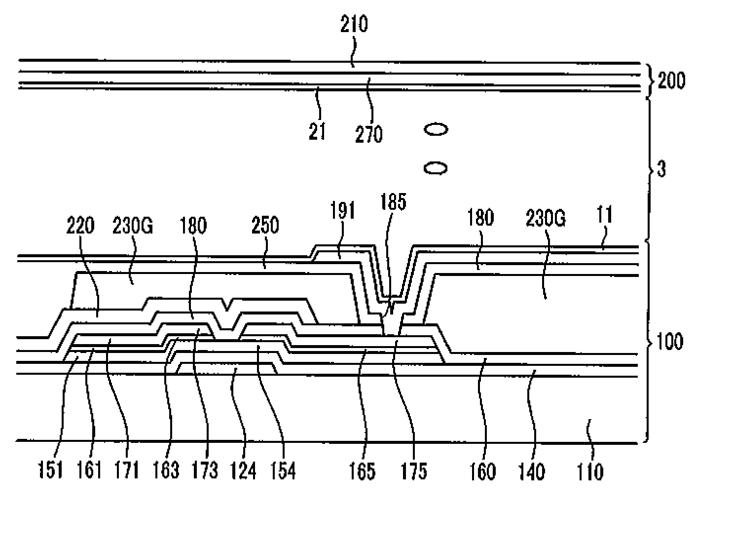 Light absorption layer for a display device