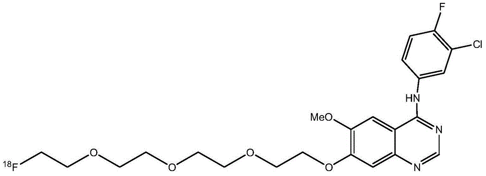 18F labeled quinazoline class EGFR (Epidermal Growth Factor Receptor) positron tracer agent and preparation method and application thereof