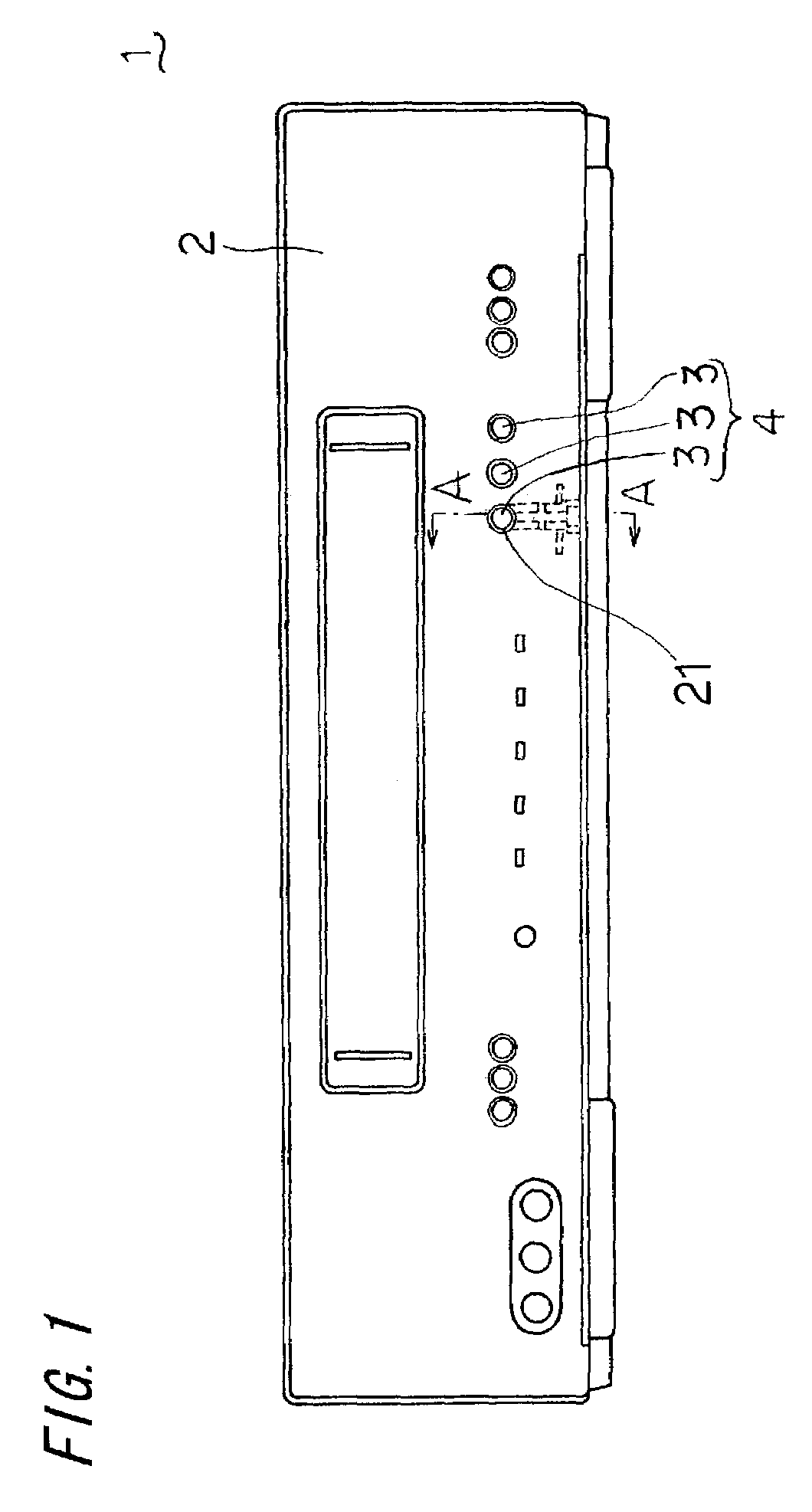 Front panel having push buttons formed integrally therewith