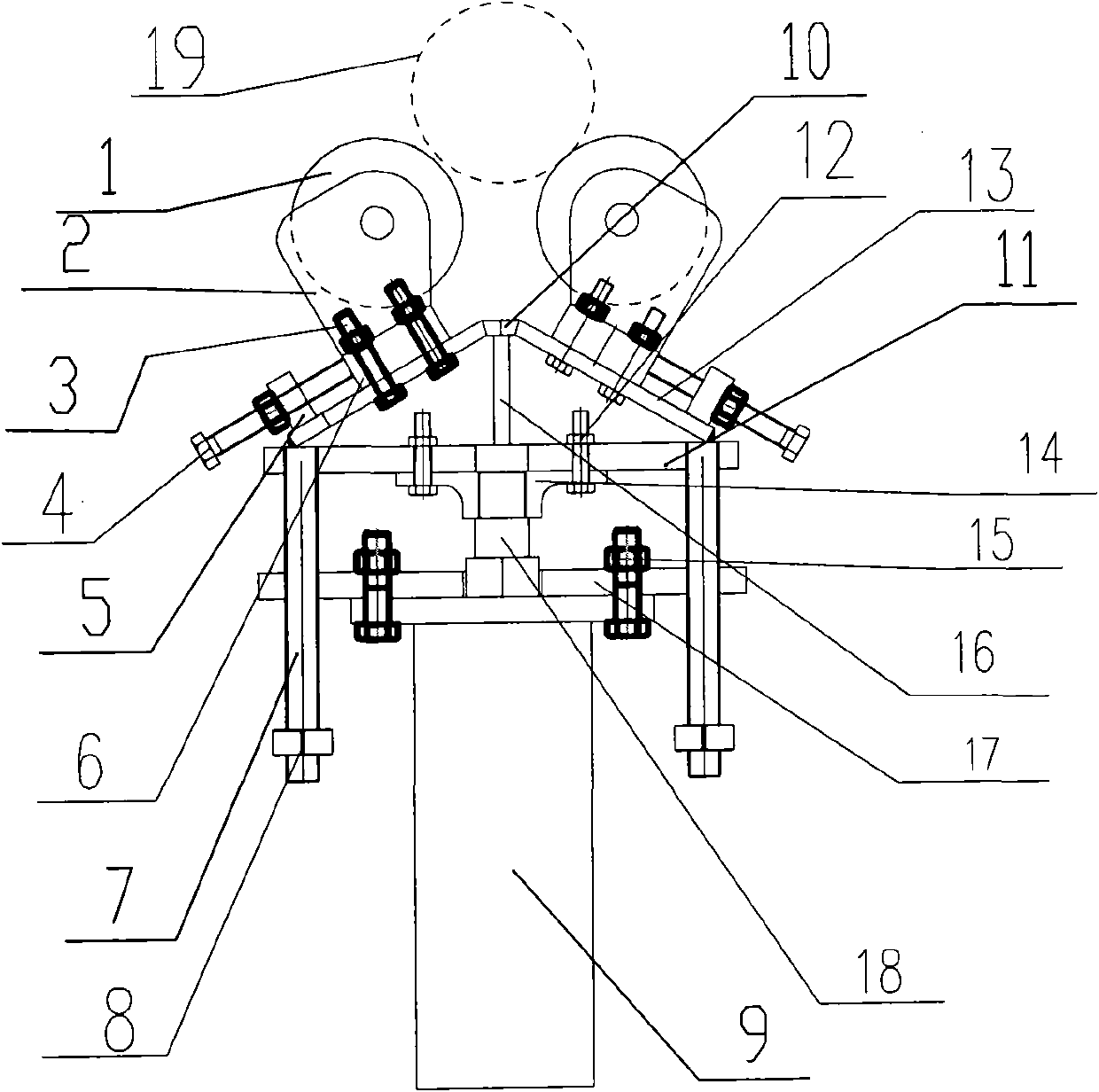 Sleeve machining center frame with dual regulating functions