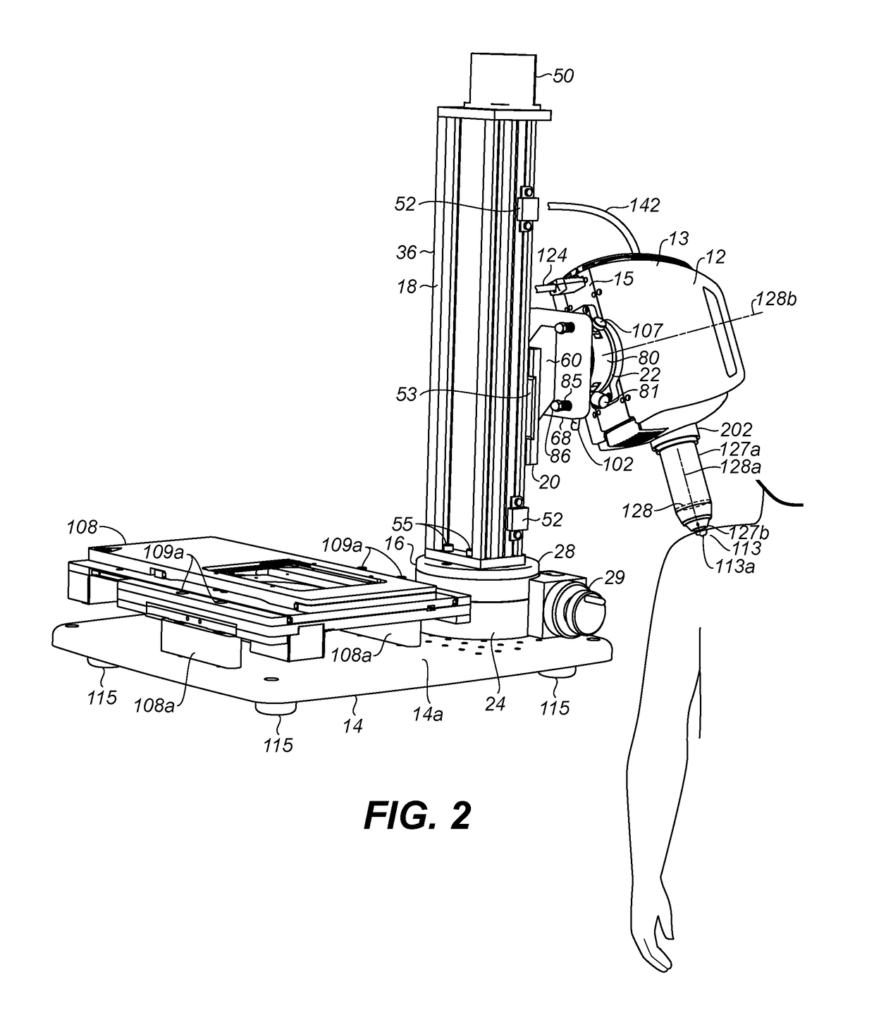 Confocal microscope with positionable imaging head