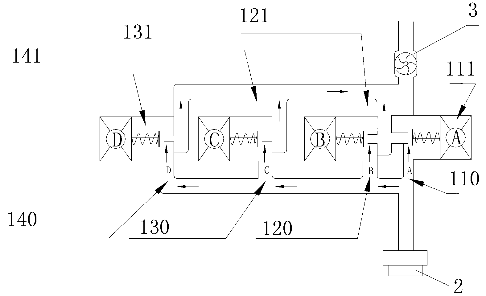 Gas water heater water channel distribution control device system and water channel distribution device