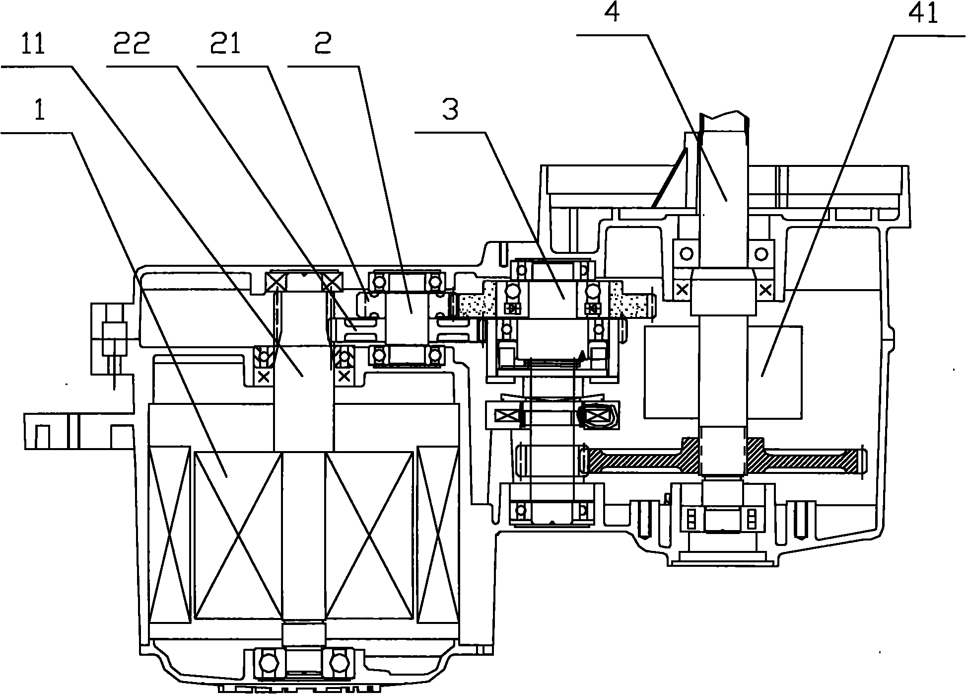 Side hung driving system for two-wheeled electric vehicle