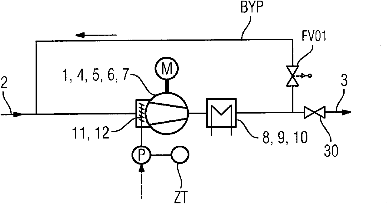 Efficiency monitoring of a compressor