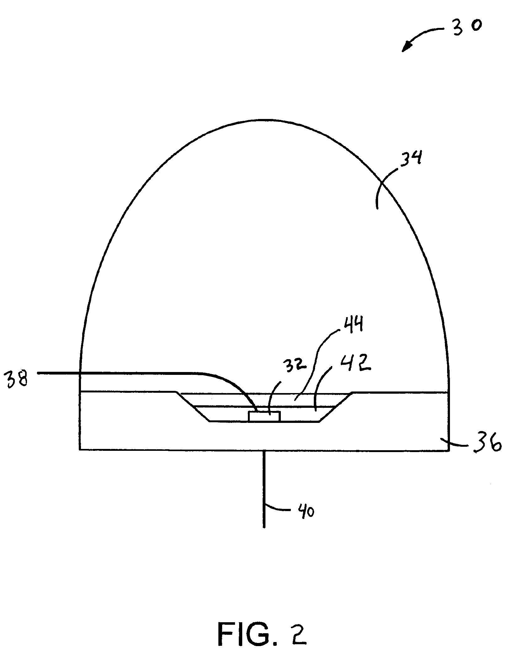 LED illumination device with layered phosphor pattern