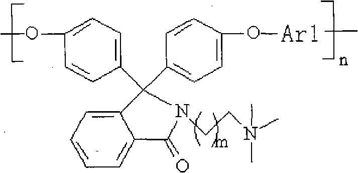 Quaternary ammonium lateral group-containing phenolphthalein type polyarylether, copolymer thereof and method for preparing same