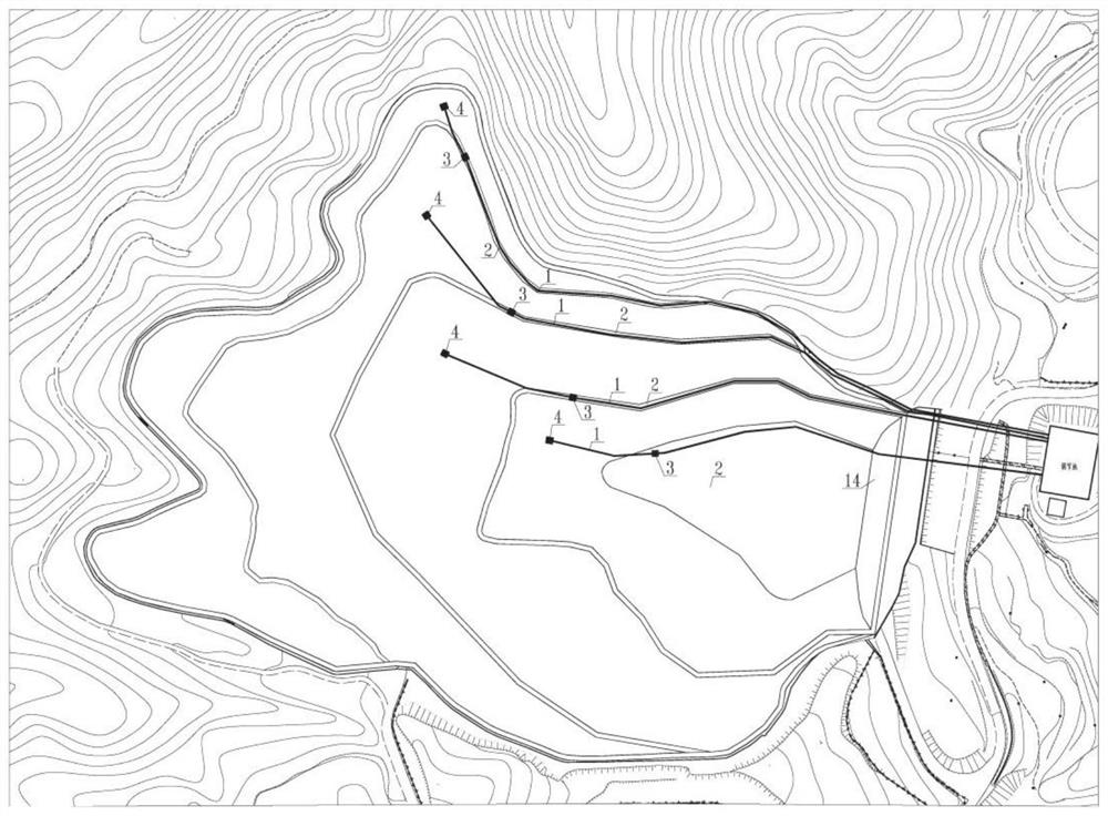 Upstream-type tailing pond multi-level independent flood drainage system