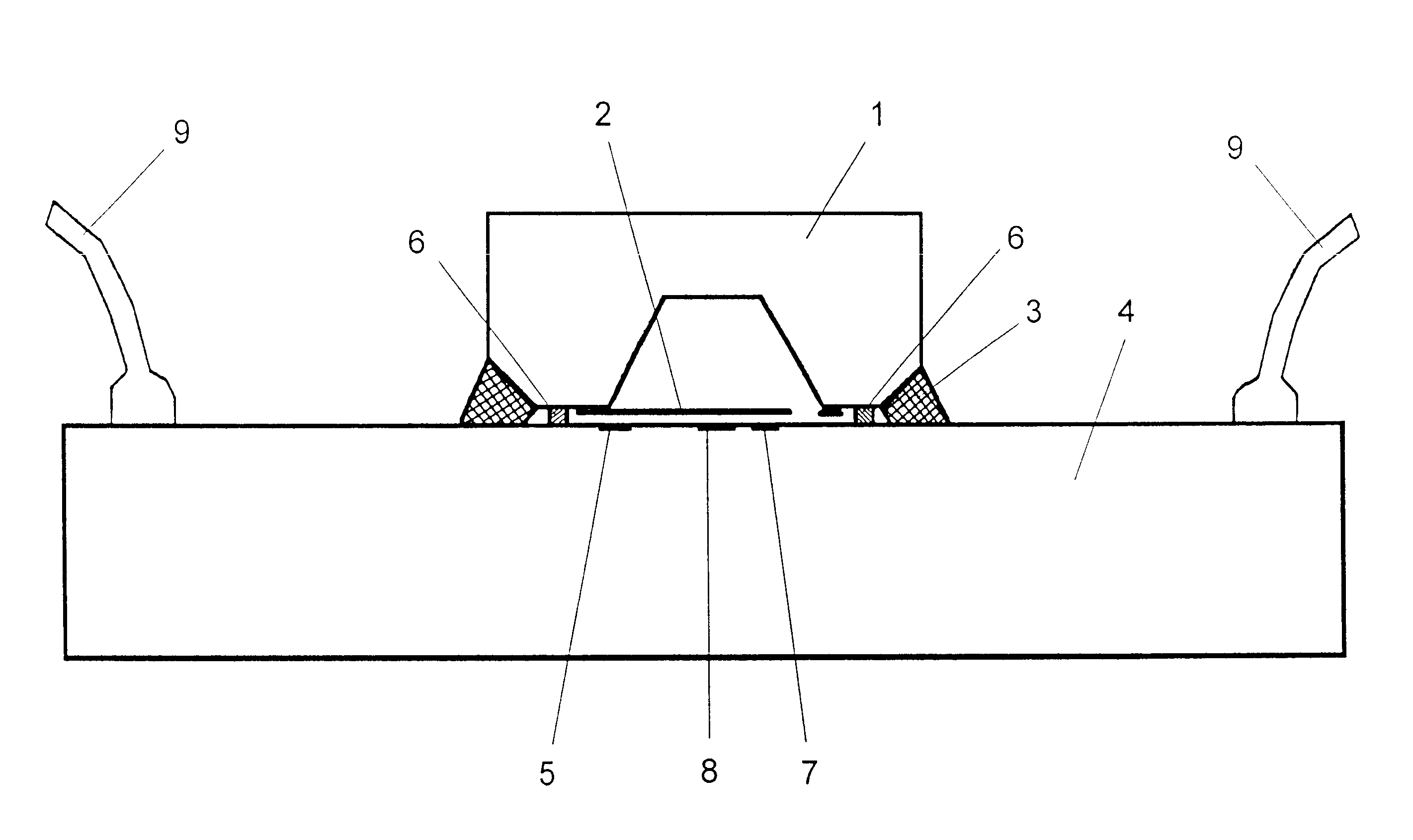 Microsensor having a sensor device connected to an integrated circuit by a solder joint