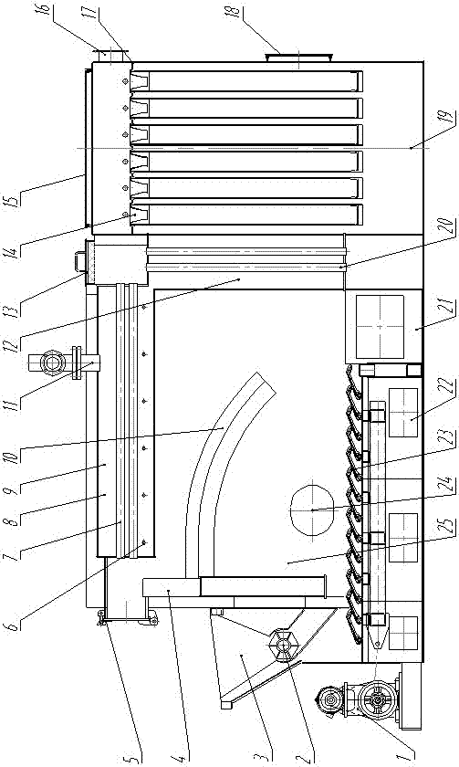 Combustion, heat exchange and dust removal integrated small biomass normal pressure hot water boiler