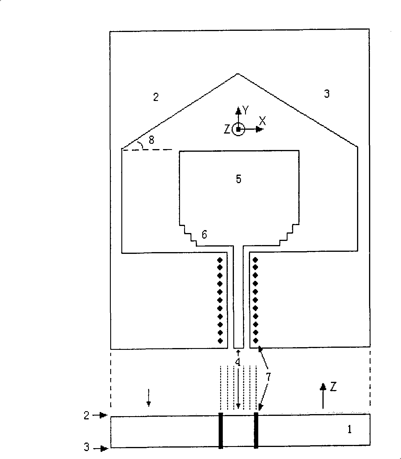 Ultra-broadband folding coil antenna of coplanar waveguide feed and method for producing the same