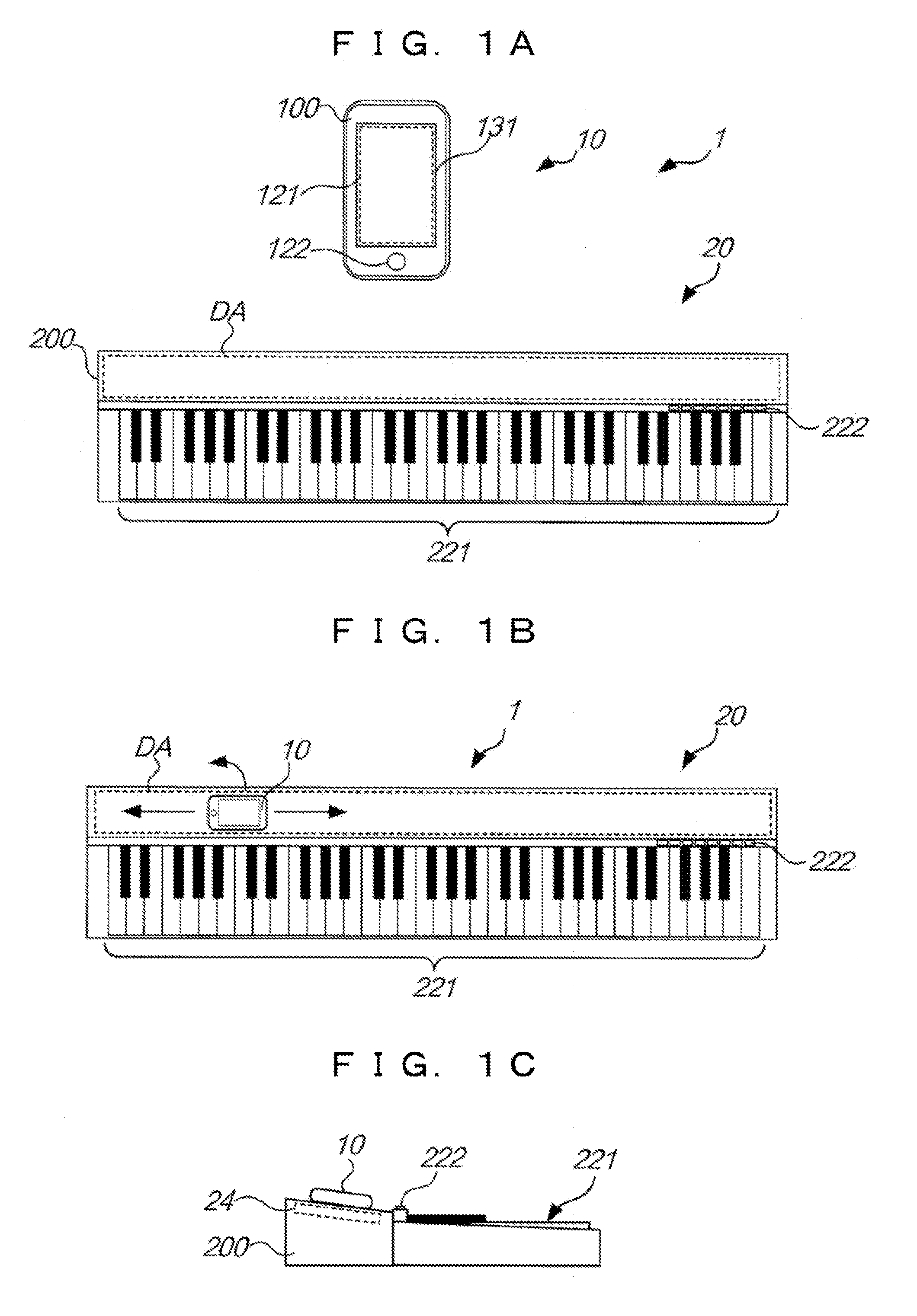 Information processing terminal that displays information related to a function selected based on a positional relation, and system