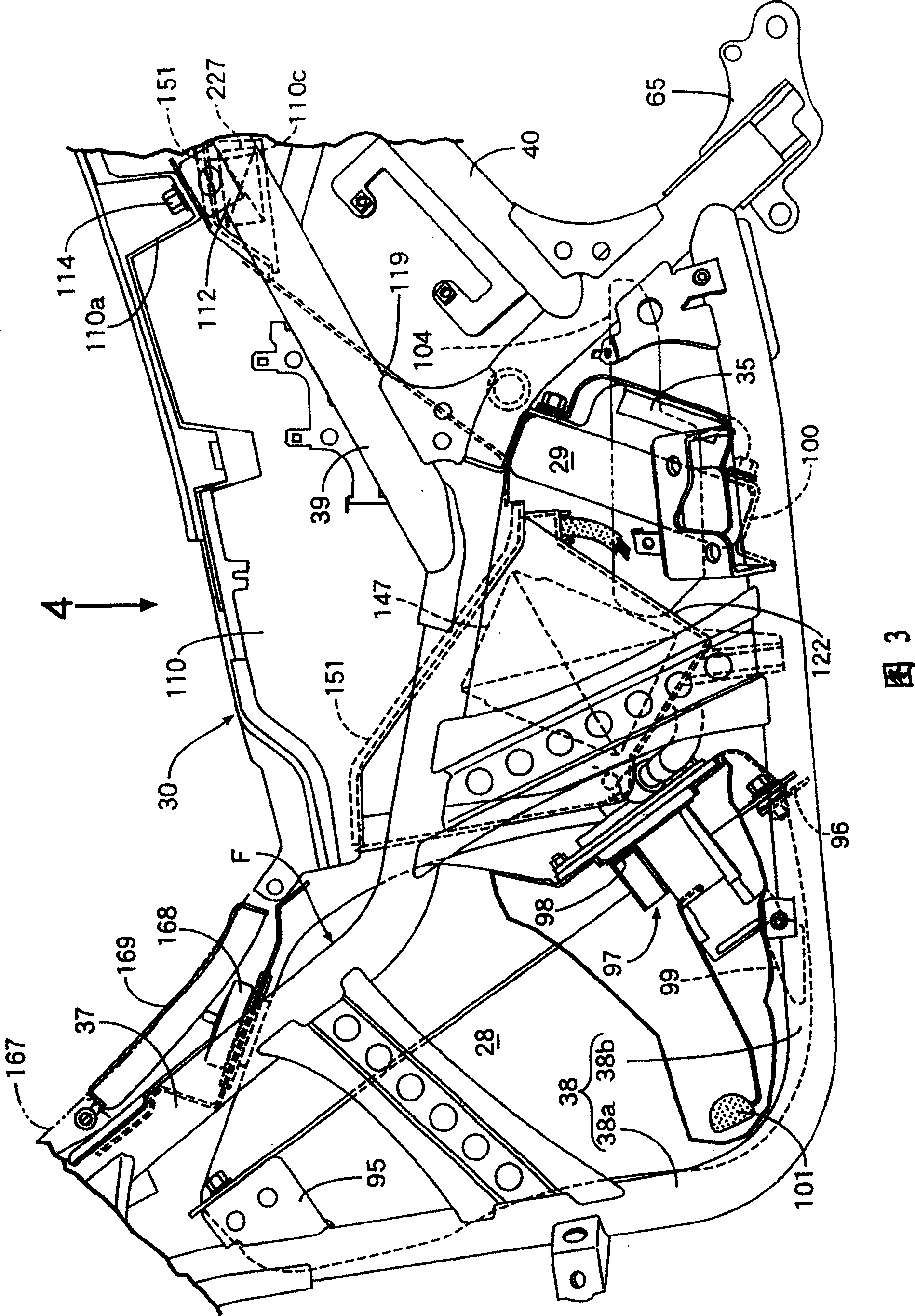 Luggage storage device for a motorcycle