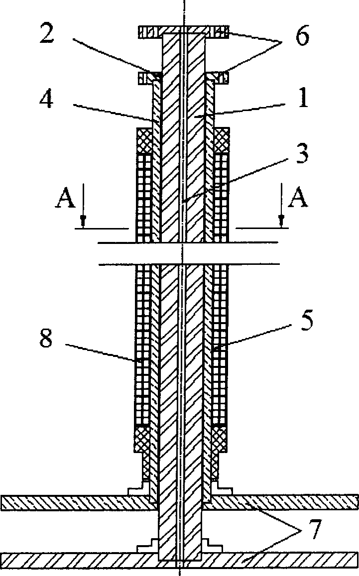 Center post of annular field coil in global Tokamak magnet