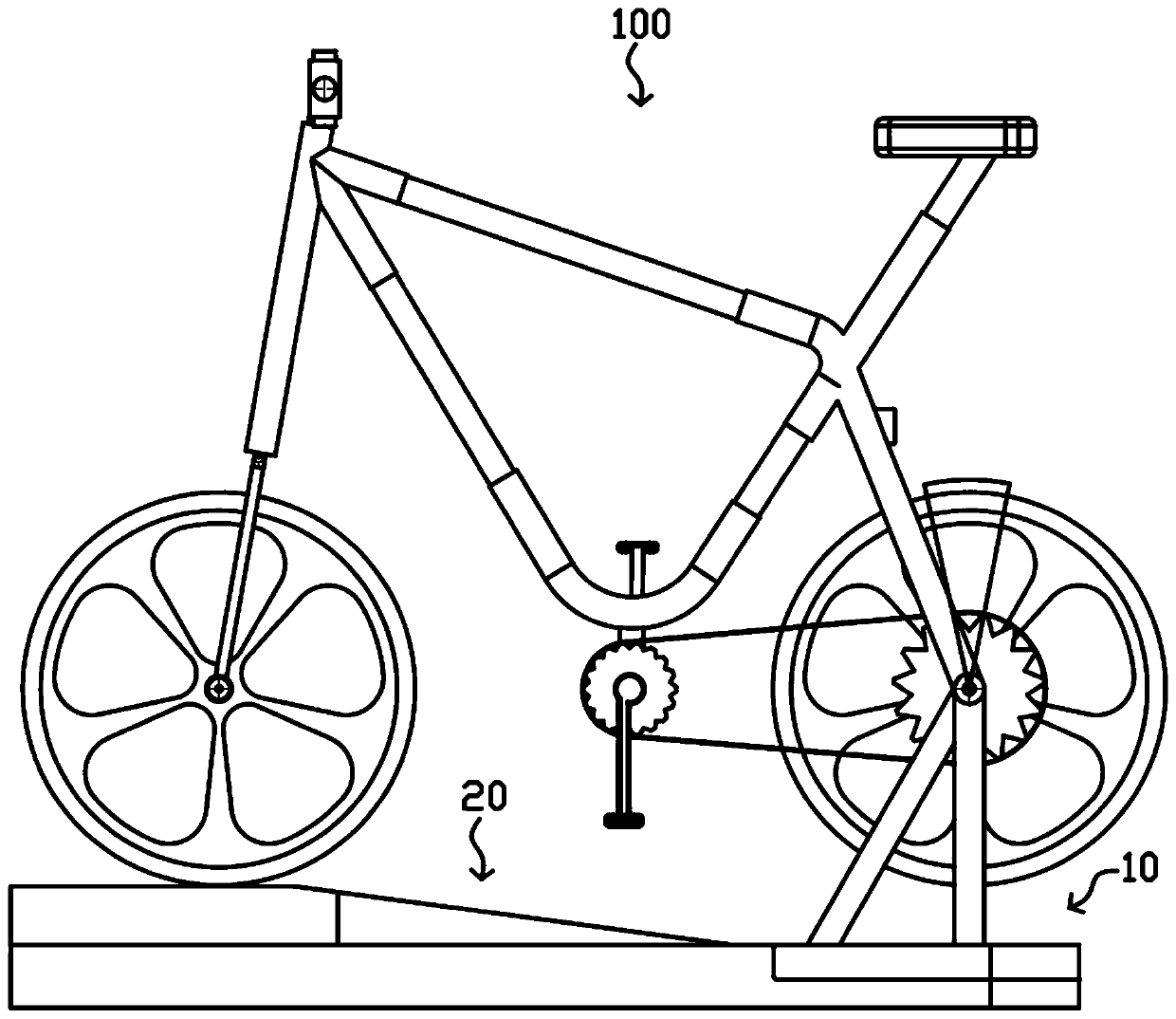 Supporting device for indoor exercise of bicycle and bicycle