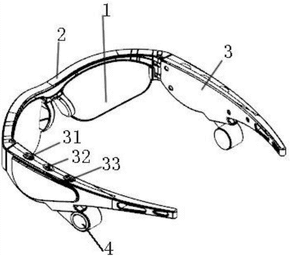 Bone conduction earphone mounted on sunglasses