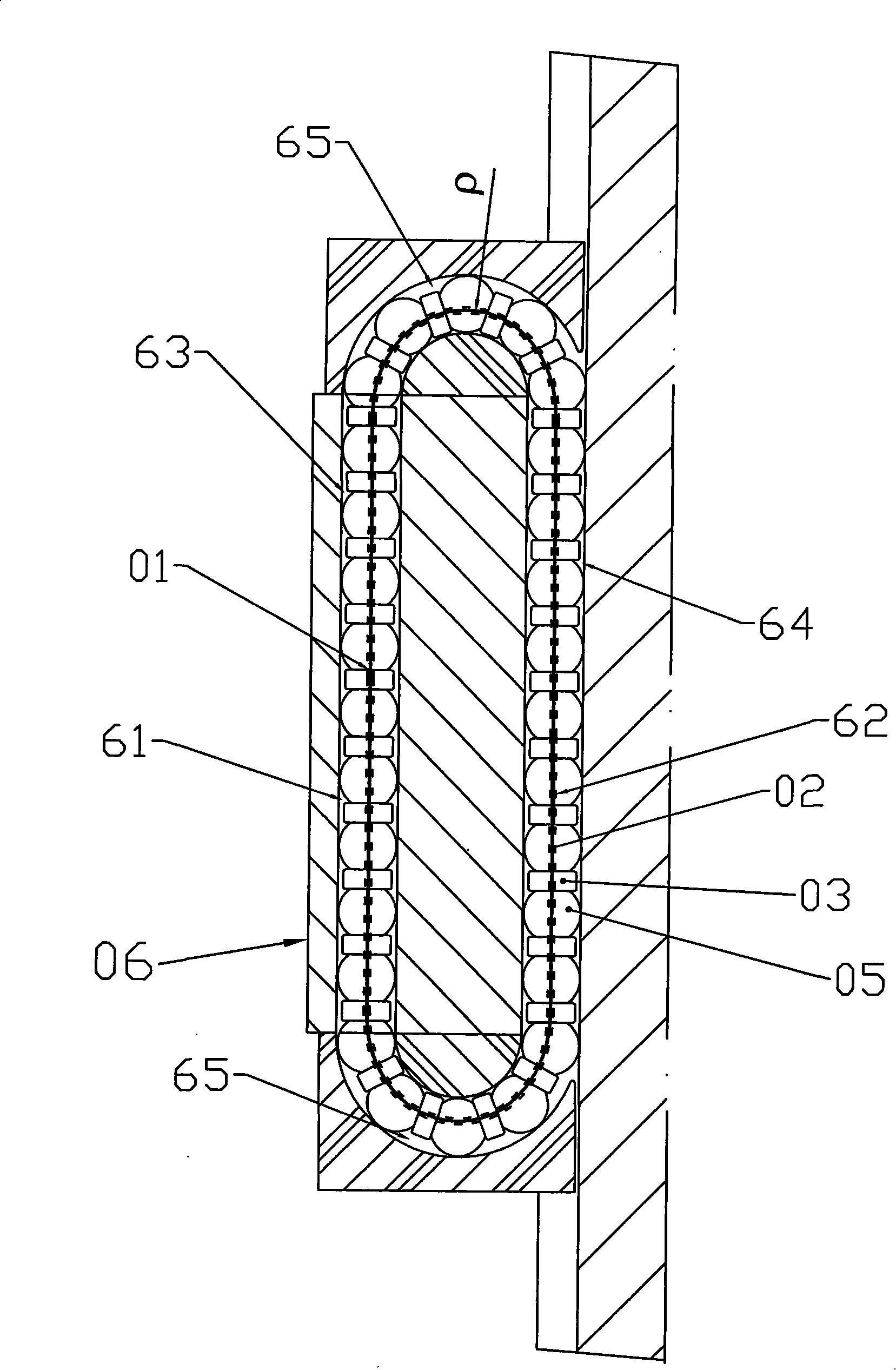 Rolling element retaining chain unit