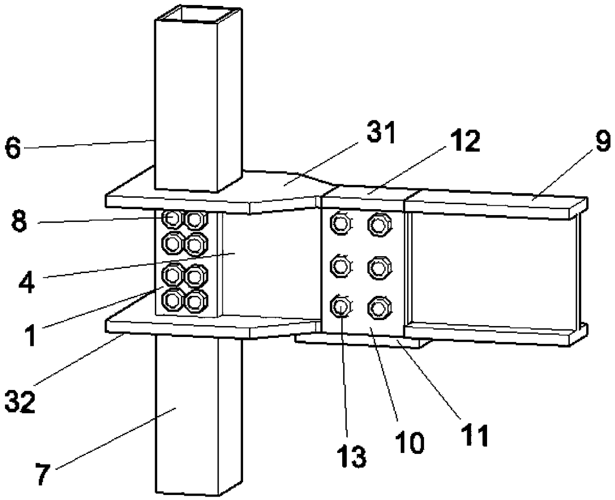 Fabricated steel tube concrete beam-column joint connecting mechanism