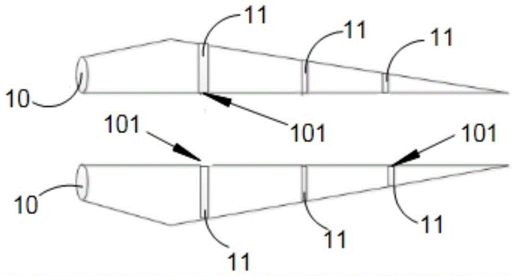 Wind-electricity draught fan blade crack damage online monitoring device and monitoring method thereof