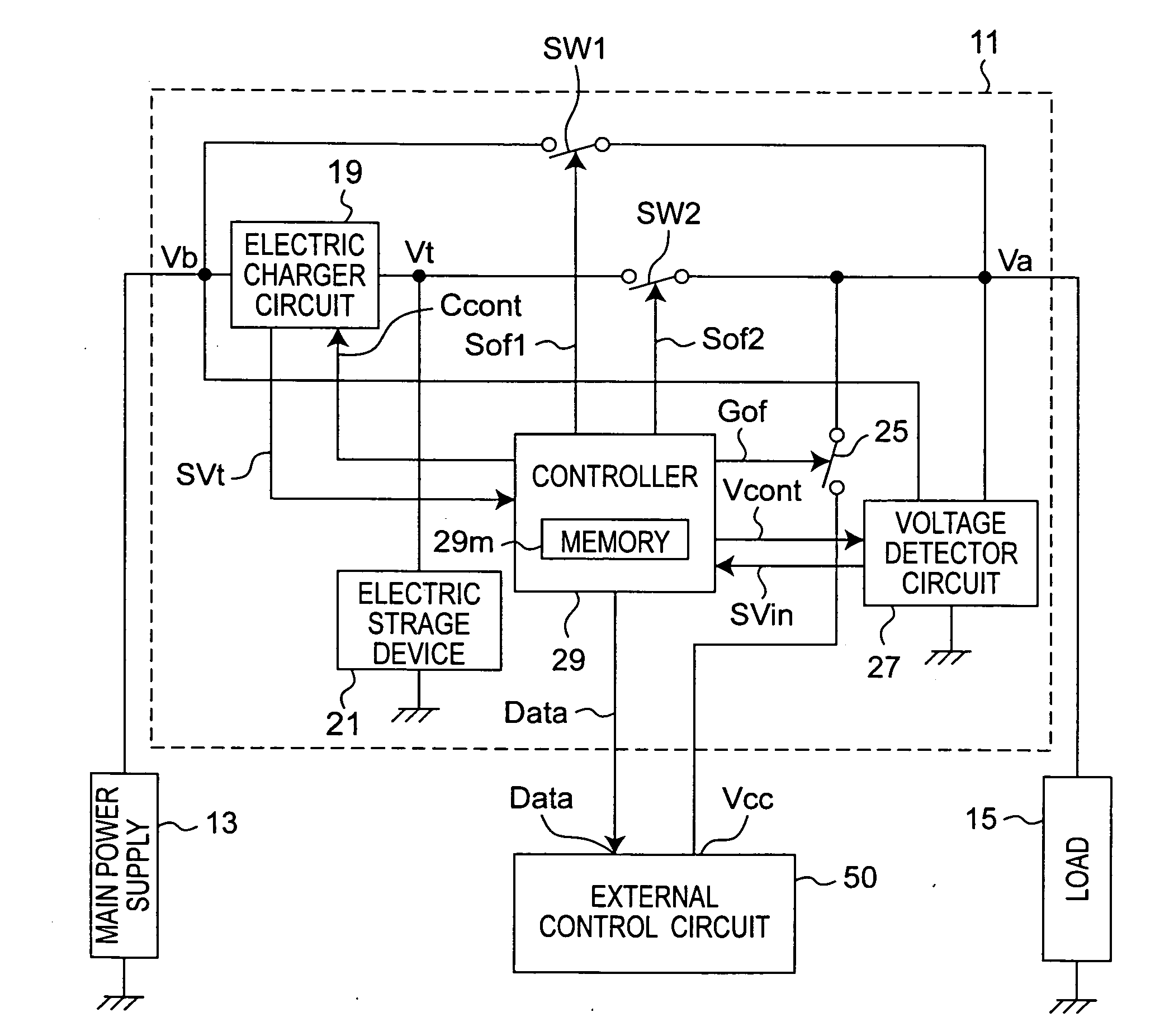 Electrical storage apparatus for use in auxiliary power supply supplying electric power from electric storage device upon voltage drop of main power supply