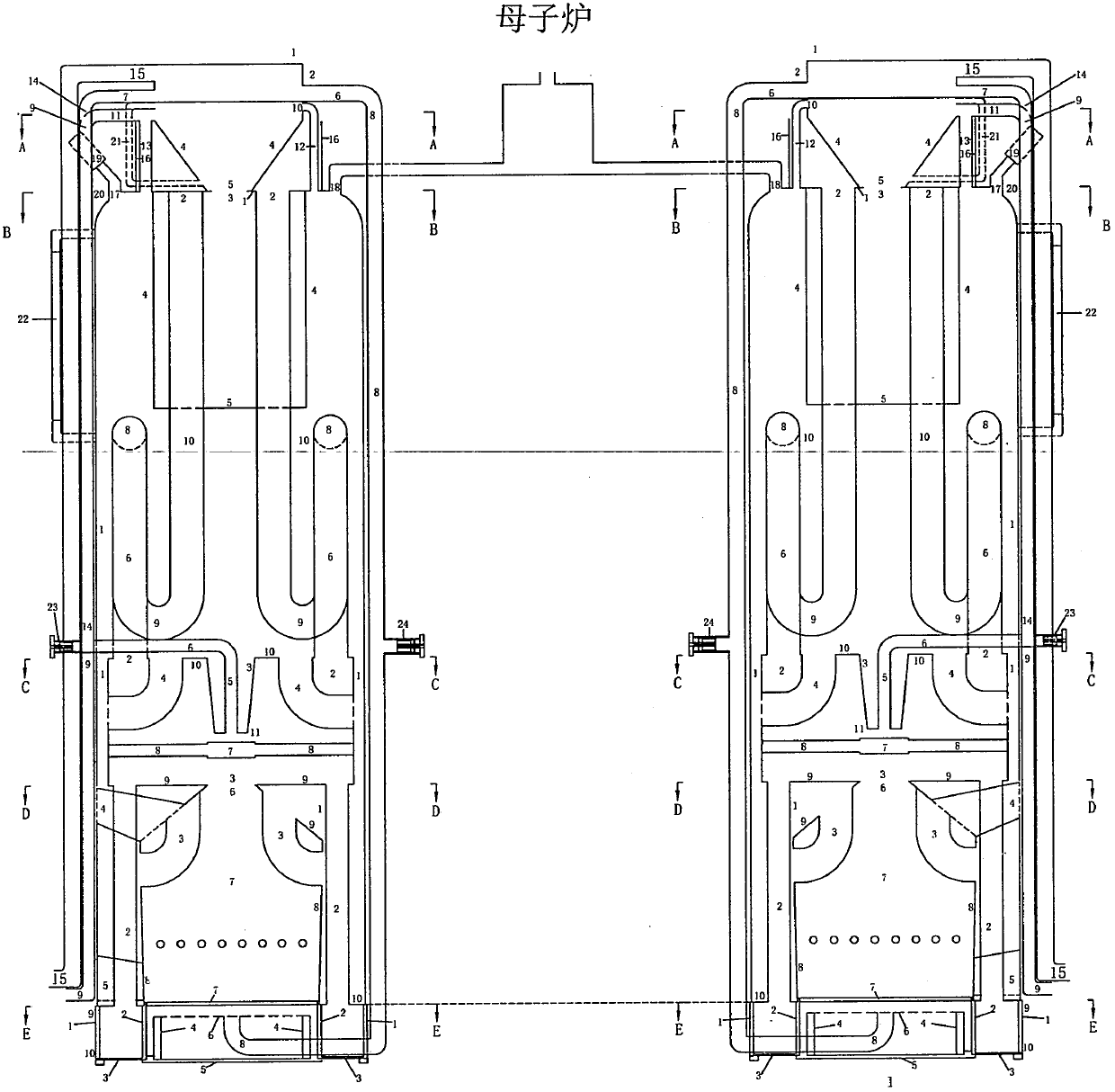 Environment-friendly energy-saving efficient waste incineration power generation gasified parent-subsidiary boiler