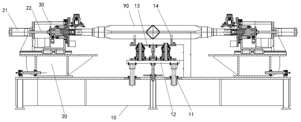 Device and method for cleaning notch burrs at both ends of axle housing threads