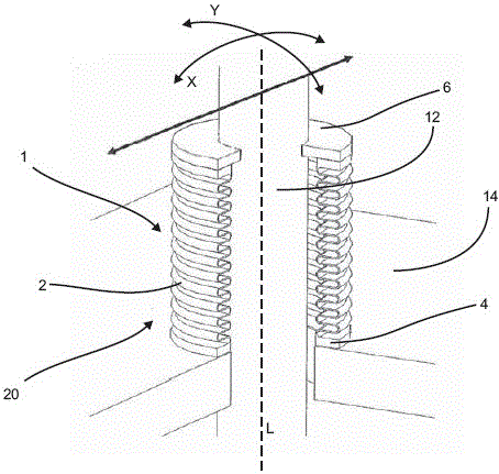 Sealing device with compensation capability for each direction of movement