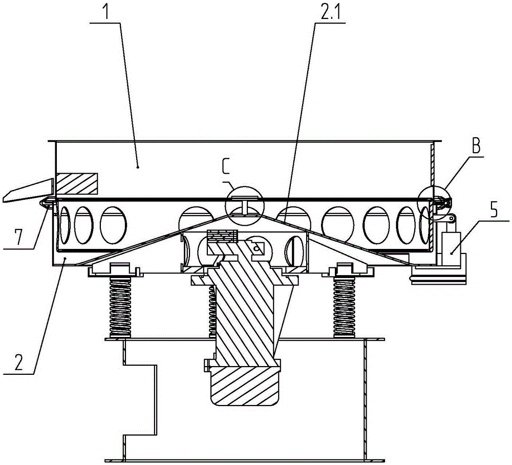 A method for quickly tightening the screen and preventing the screen from falling, and a vibrating screen