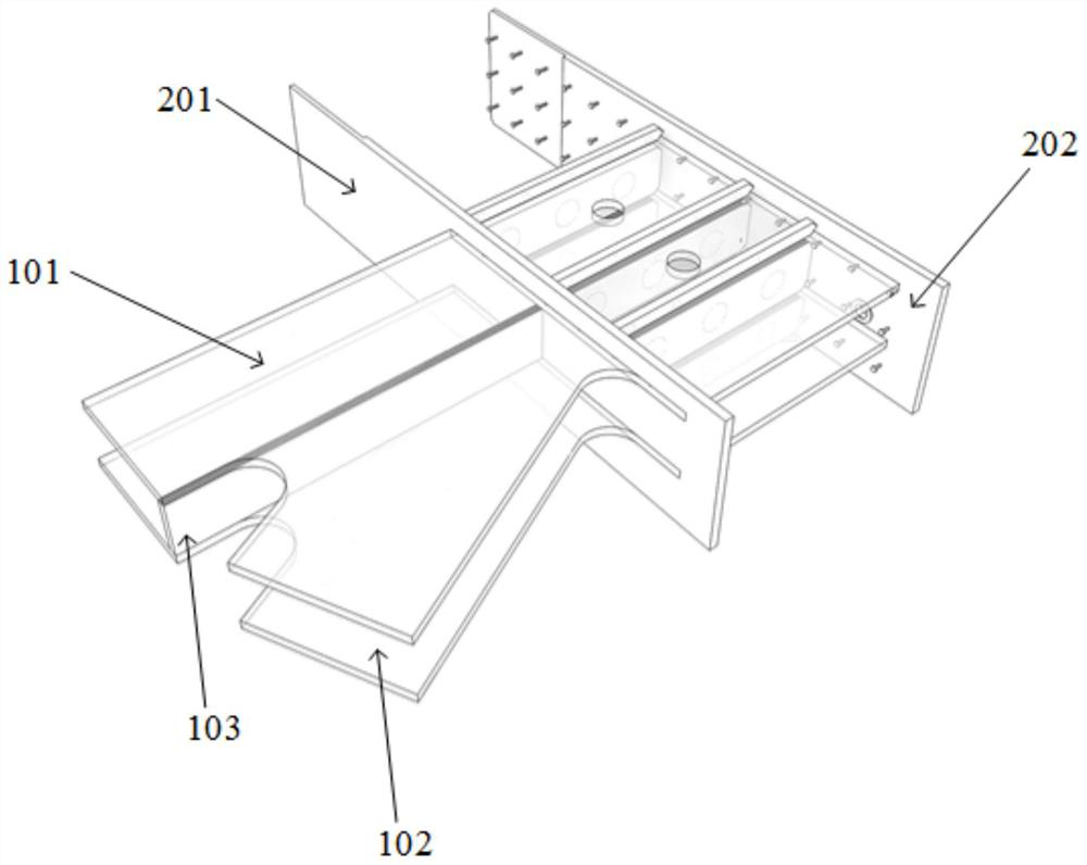 Penetrating type connecting joint component shaped like Chinese character'mu 'and manufacturing method thereof