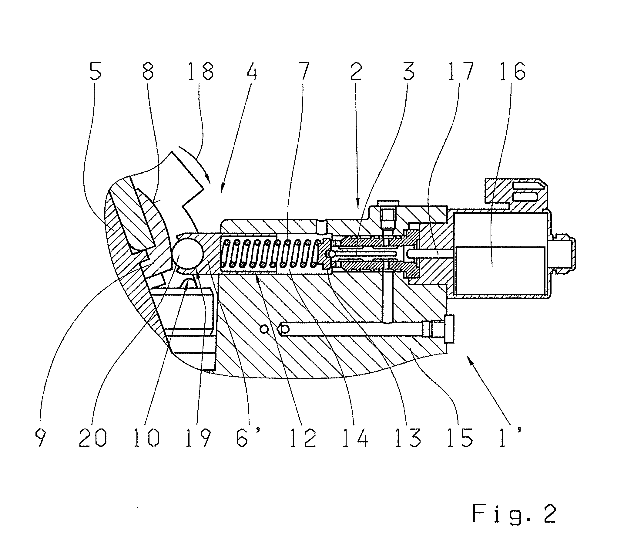 Adjusting device of a hydrostatic module