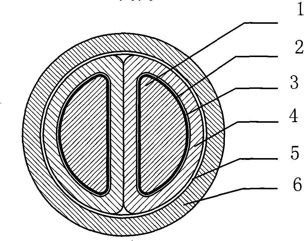 Copper coated aluminum dual-core flame-retardant refractory flexible electric cable and manufacturing method thereof