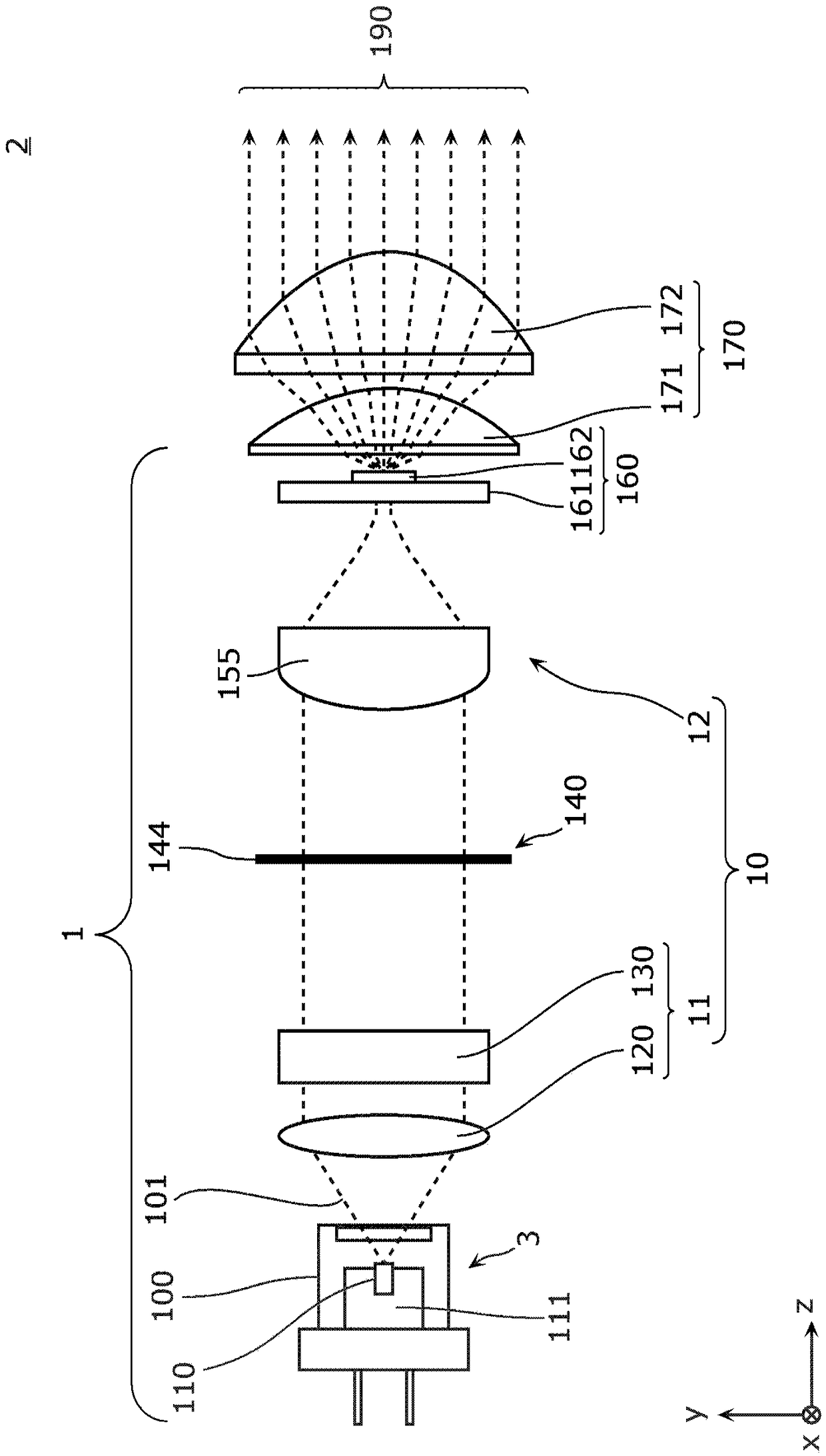 Light emission device and illumination device