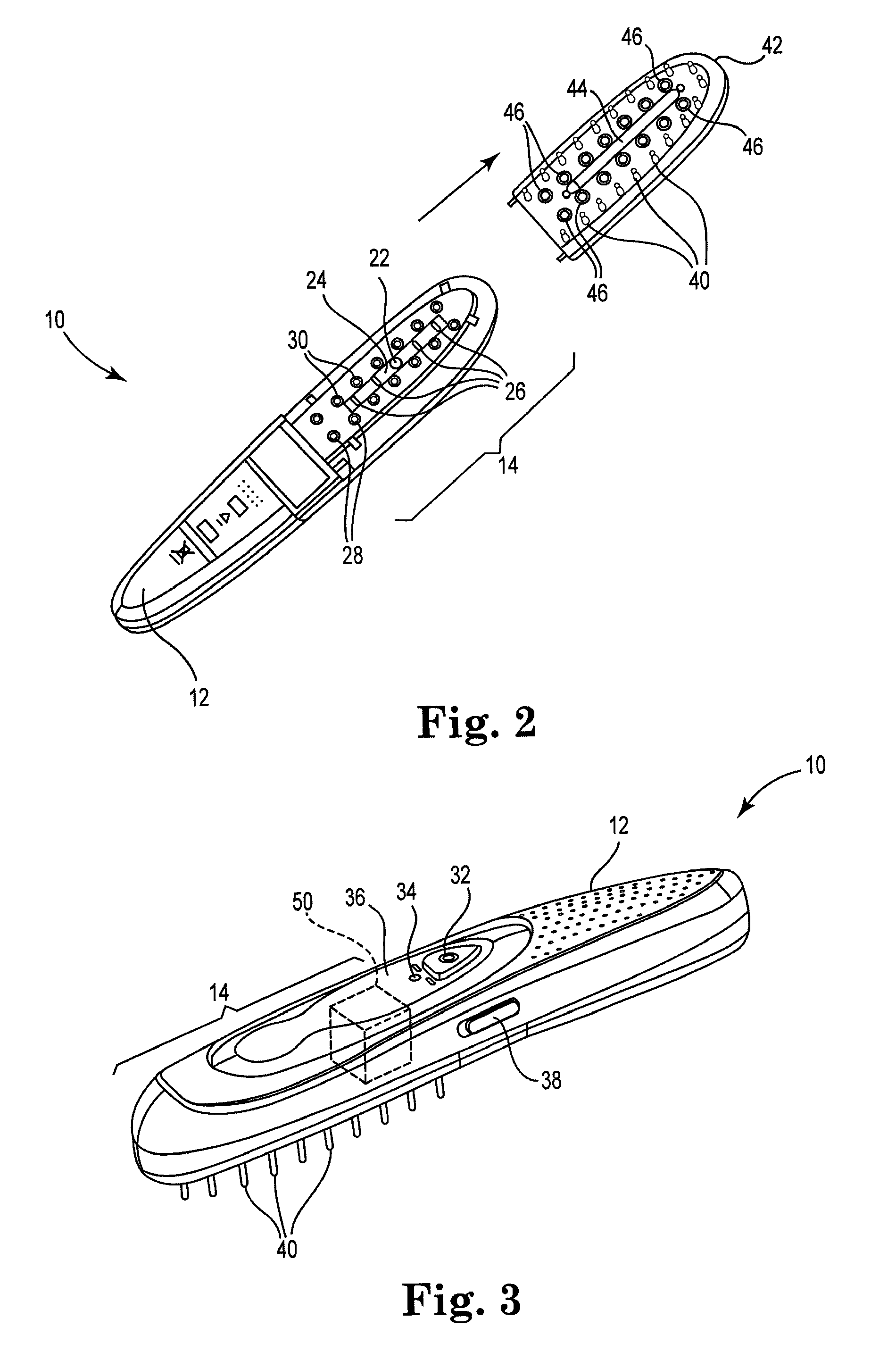 Hairbrush providing multiple hair growth stimulating therapies