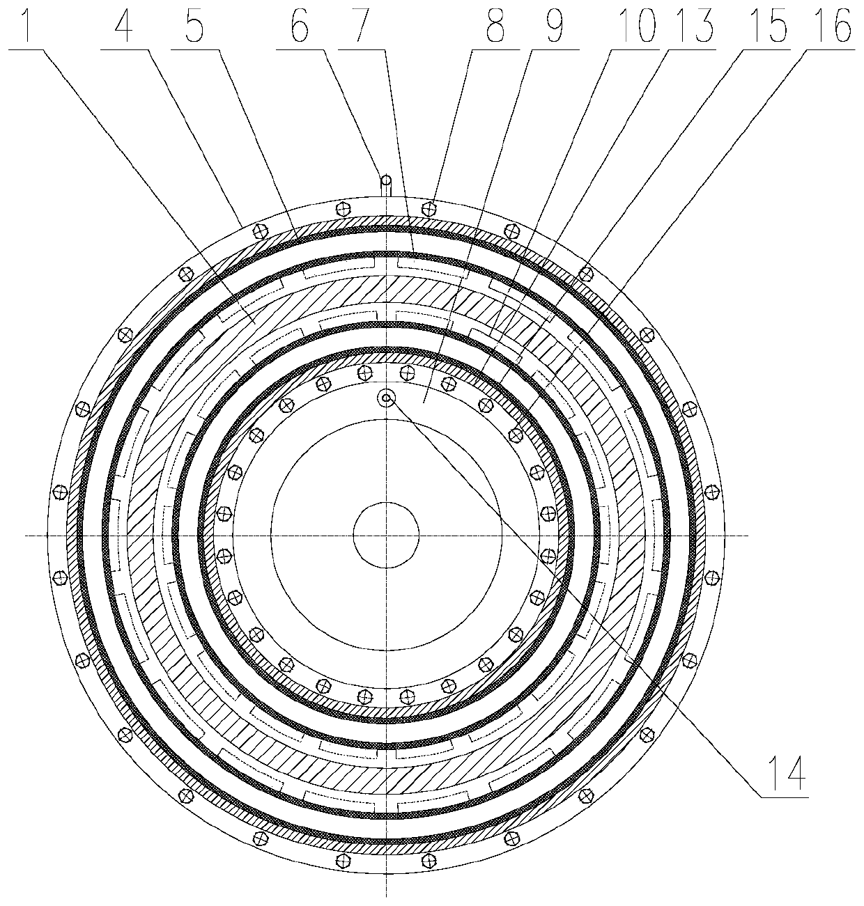 Internal and external double-pneumatic-tube clutch