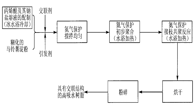 Method for preparing super absorbent resin with cross-linked structure by using potato starch as raw material